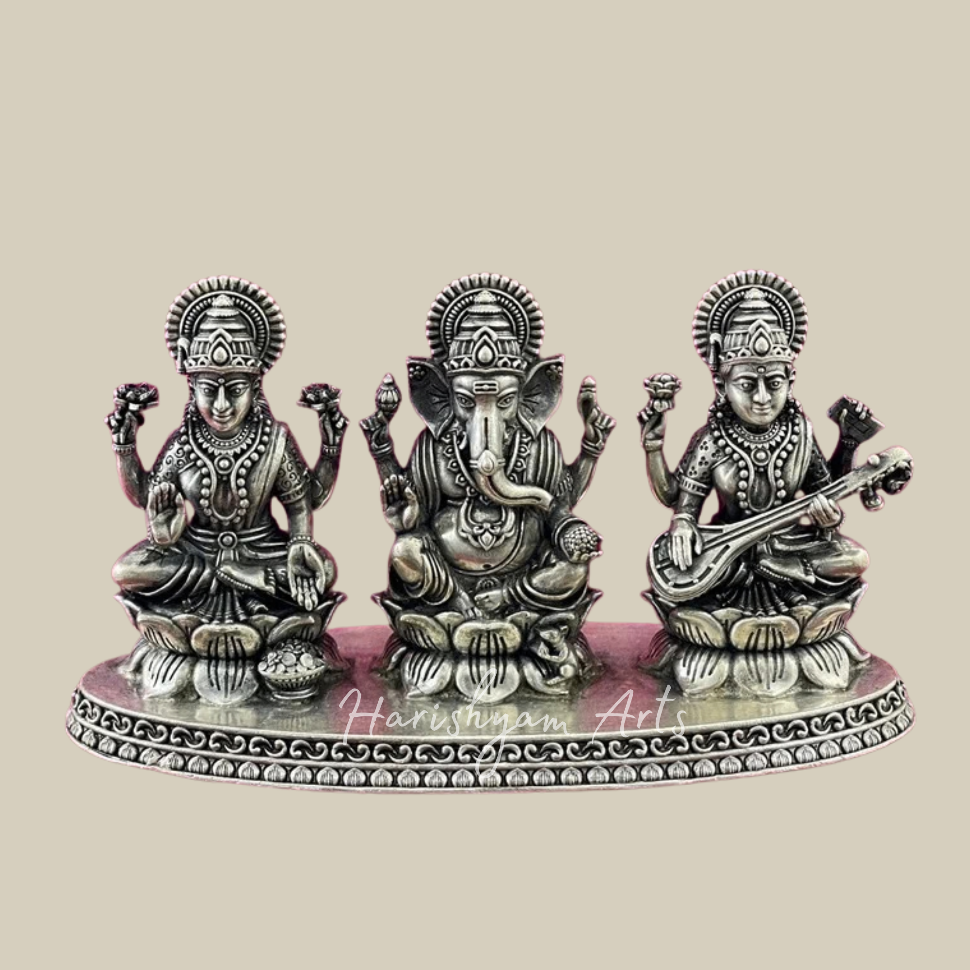 Lakshmi Ganesha Saraswathi Divine Deity Idol Set