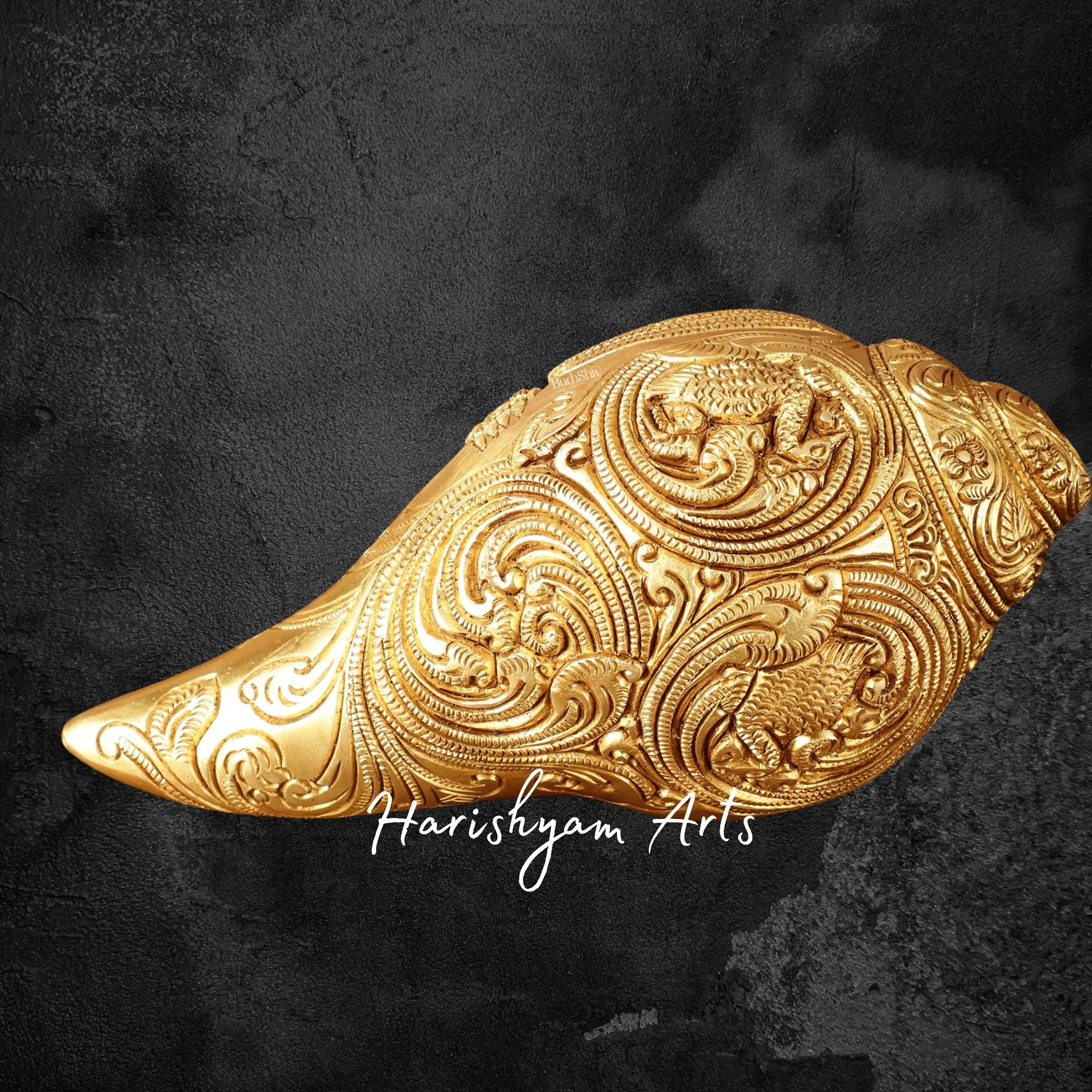 Lakshmi Vishnu Brass Conch Shell for Puja and Home Temple