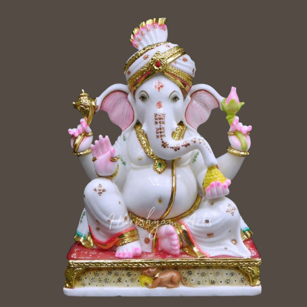 Marble Ganesha Idol with Stand