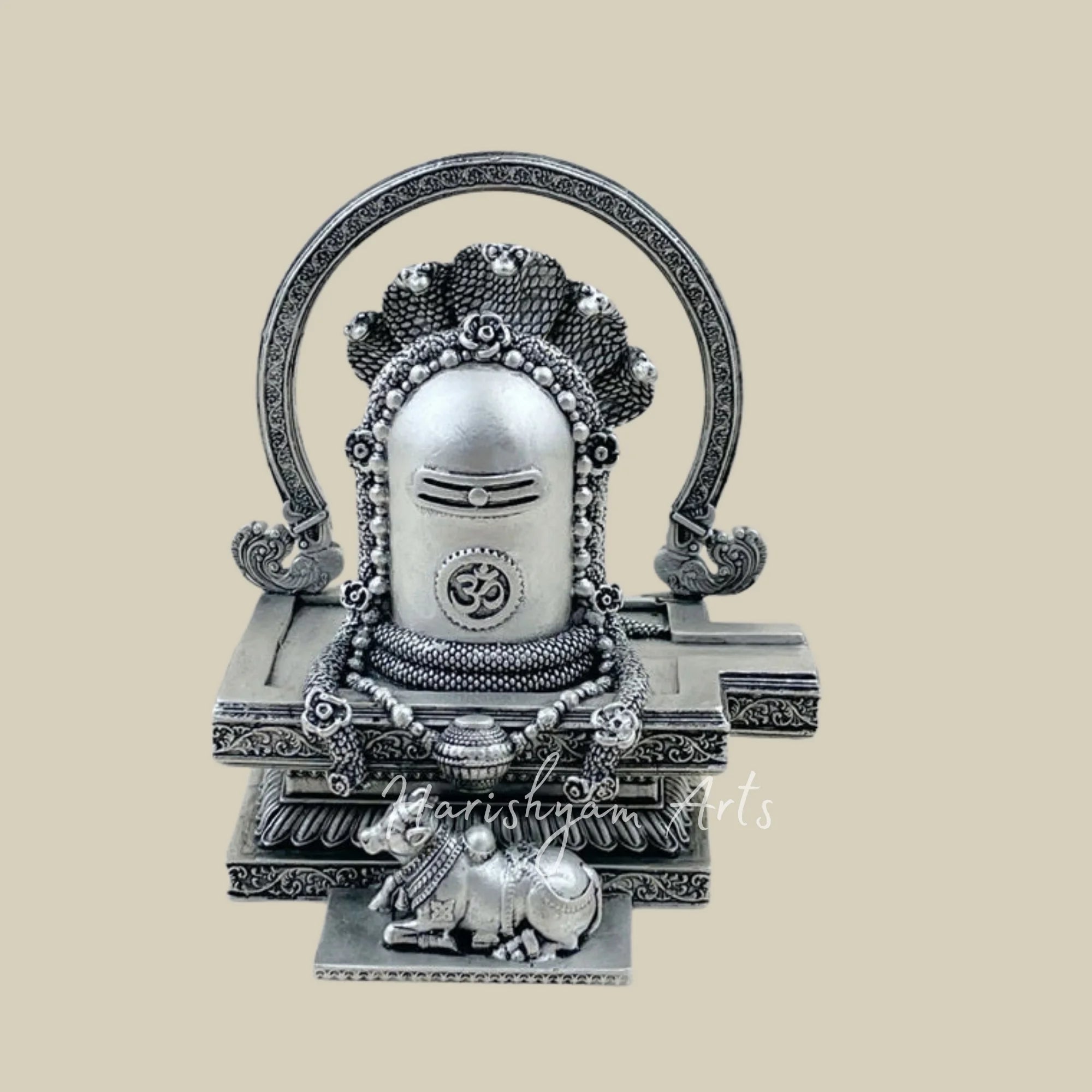 Lord Shiva Sacred Lingam Oxidised Silver Idol