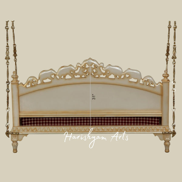 Luxury Antique Finish Swing with Brass Chains and Designer Pillars