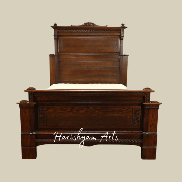 Luxury Antique Teak Wood Bedroom Set Classic Victorian Bed with Matching Pieces