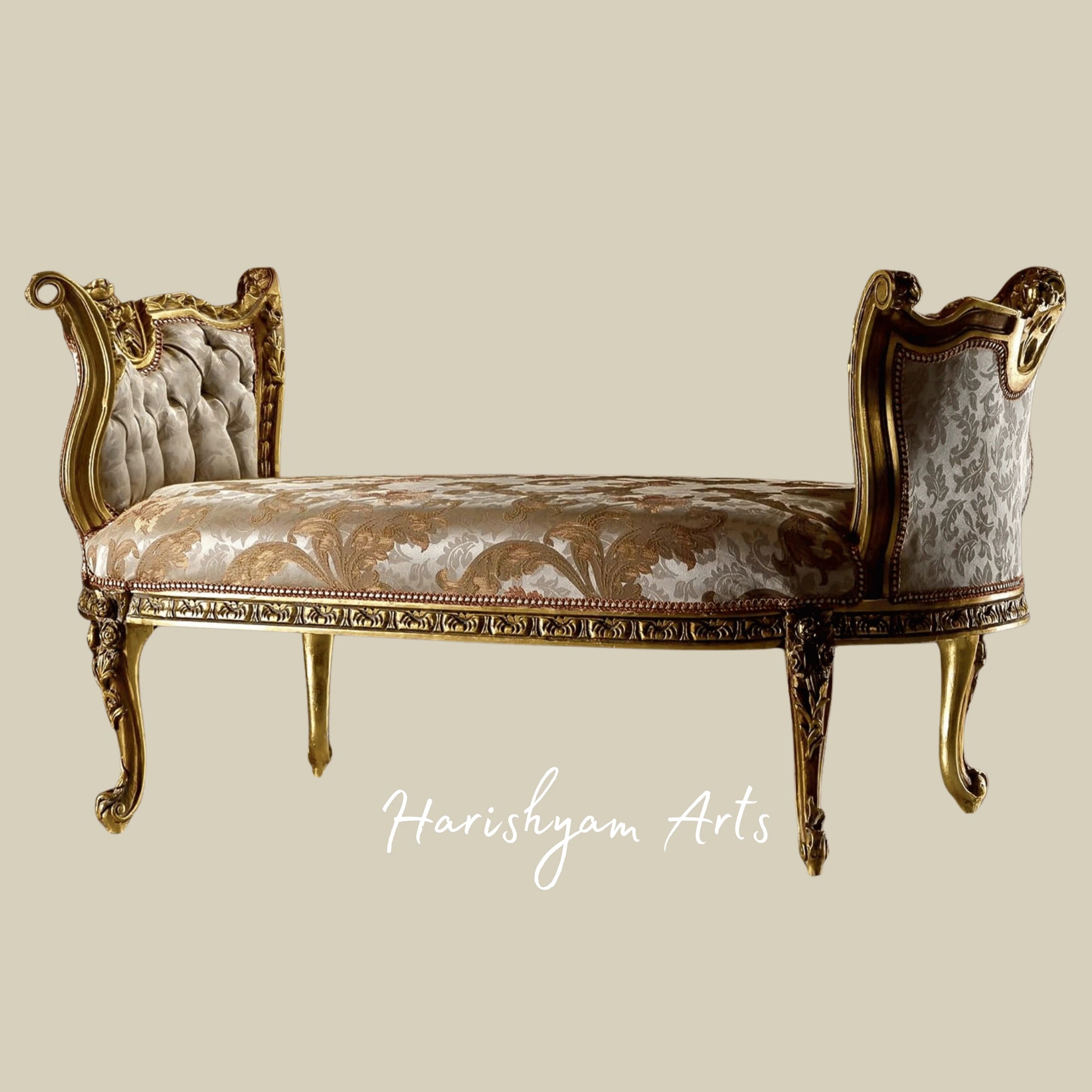 LuxuryBaroqueStyleBenchChairwithHandcraftedWoodenFrame3