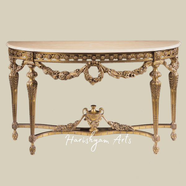 Luxury Gold Finish Wooden Entryway Console