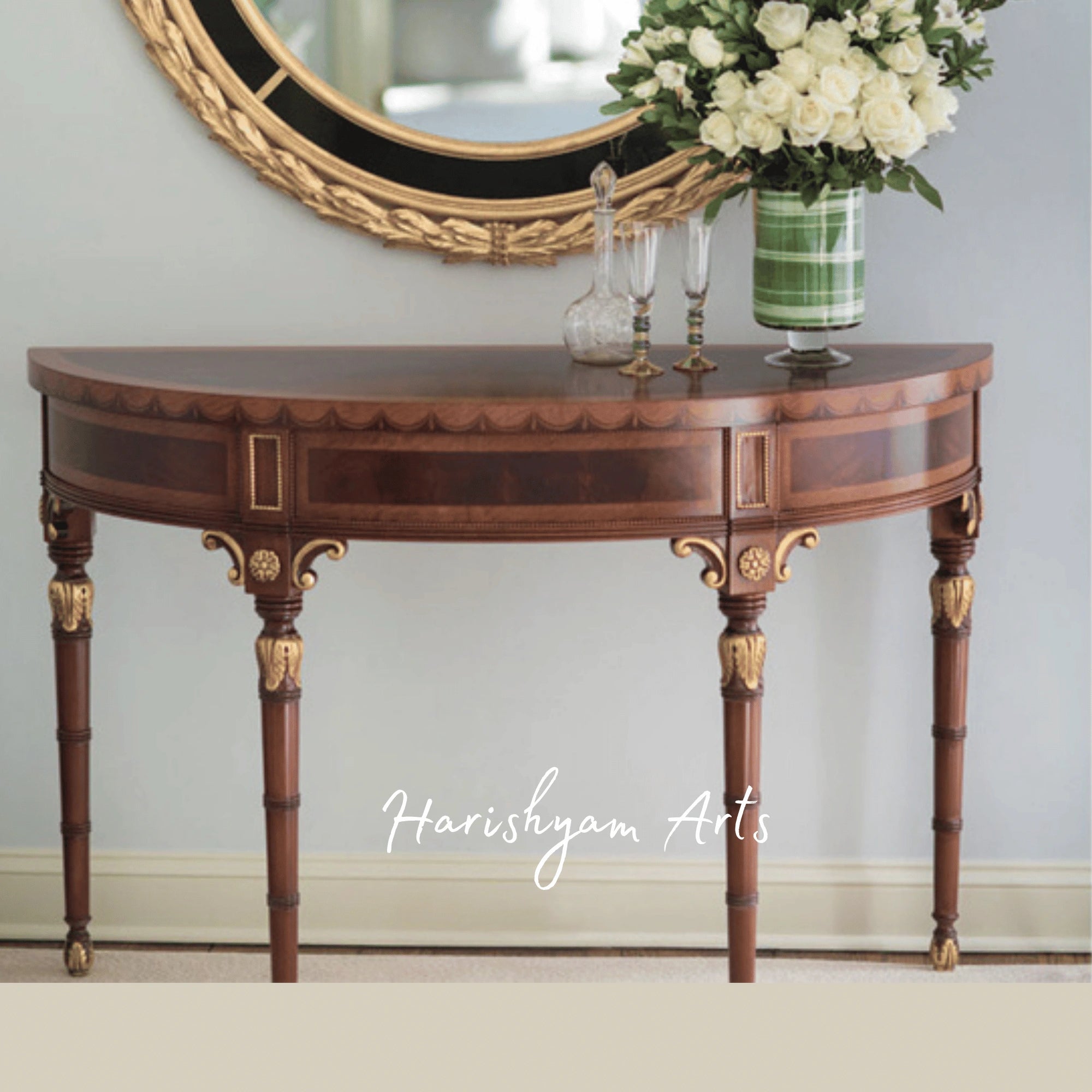 Luxury Handcrafted Wooden Console in Antique Finish