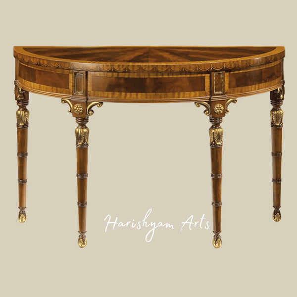 Luxury Handcrafted Wooden Console in Antique Finish