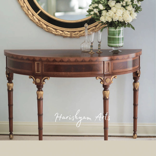 Luxury Handcrafted Wooden Console in Antique Finish