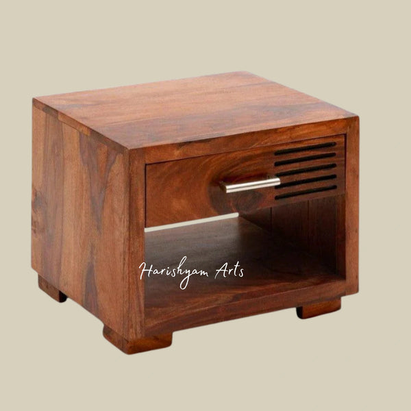 Luxury Teak Bedside Table with Shelves