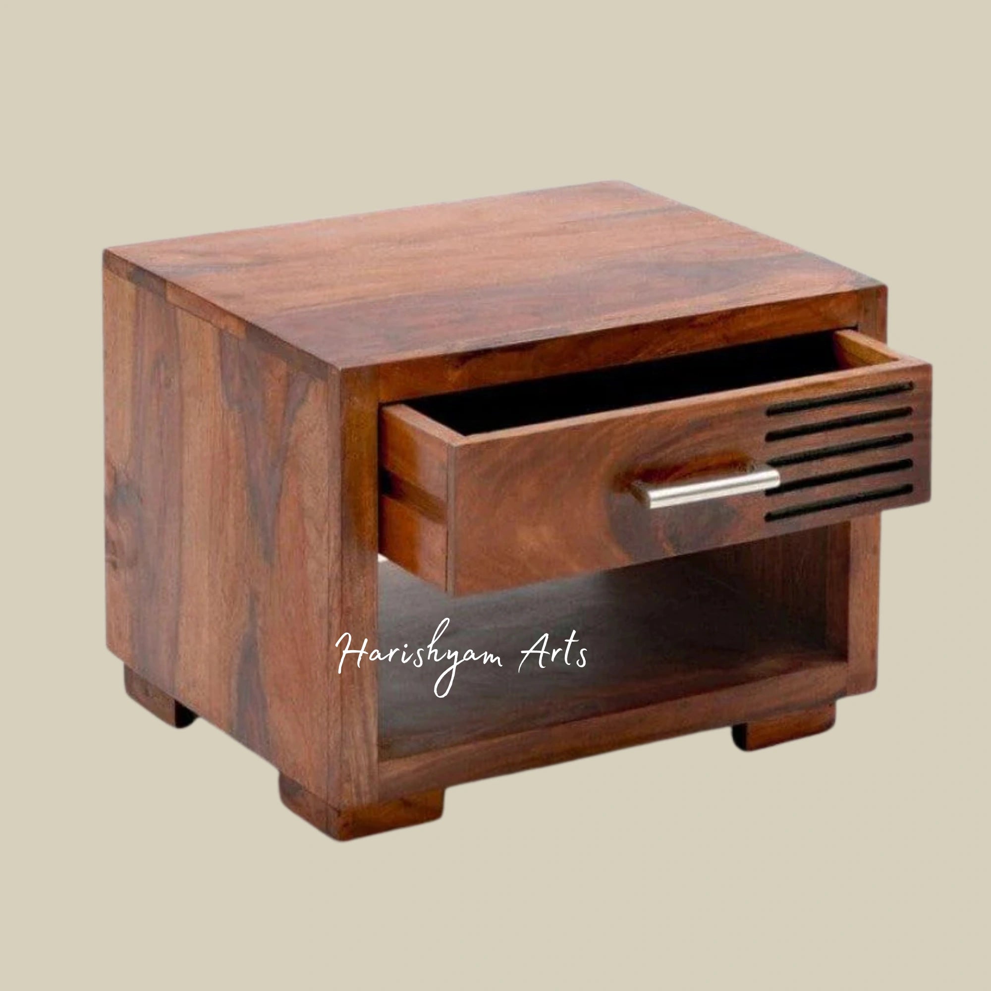 Luxury Teak Bedside Table with Shelves