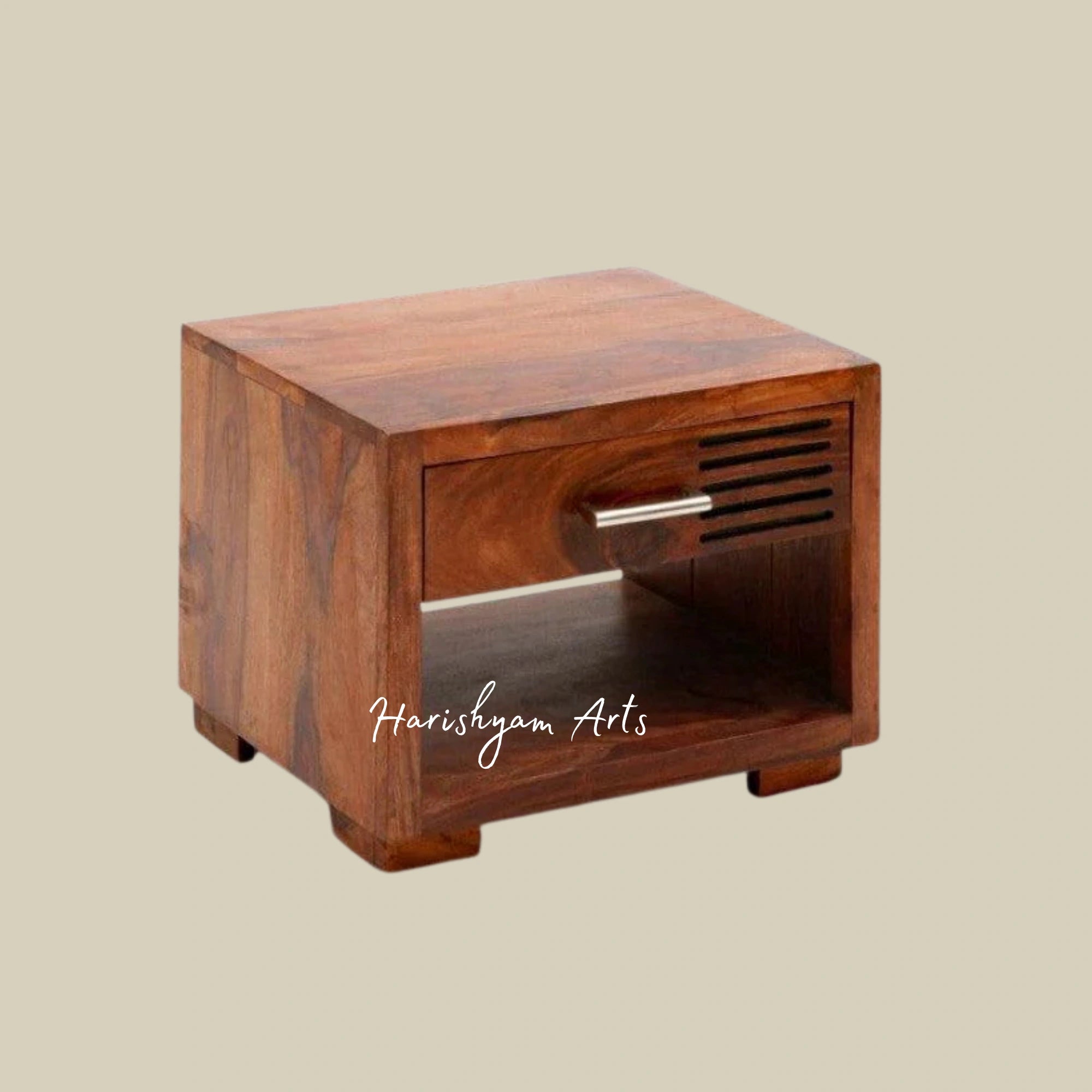 Luxury Teak Bedside Table with Shelves