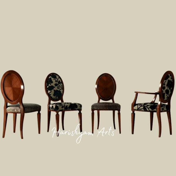 Luxury Upholstered Wooden Dining Chair with Timeless Oval Backrest