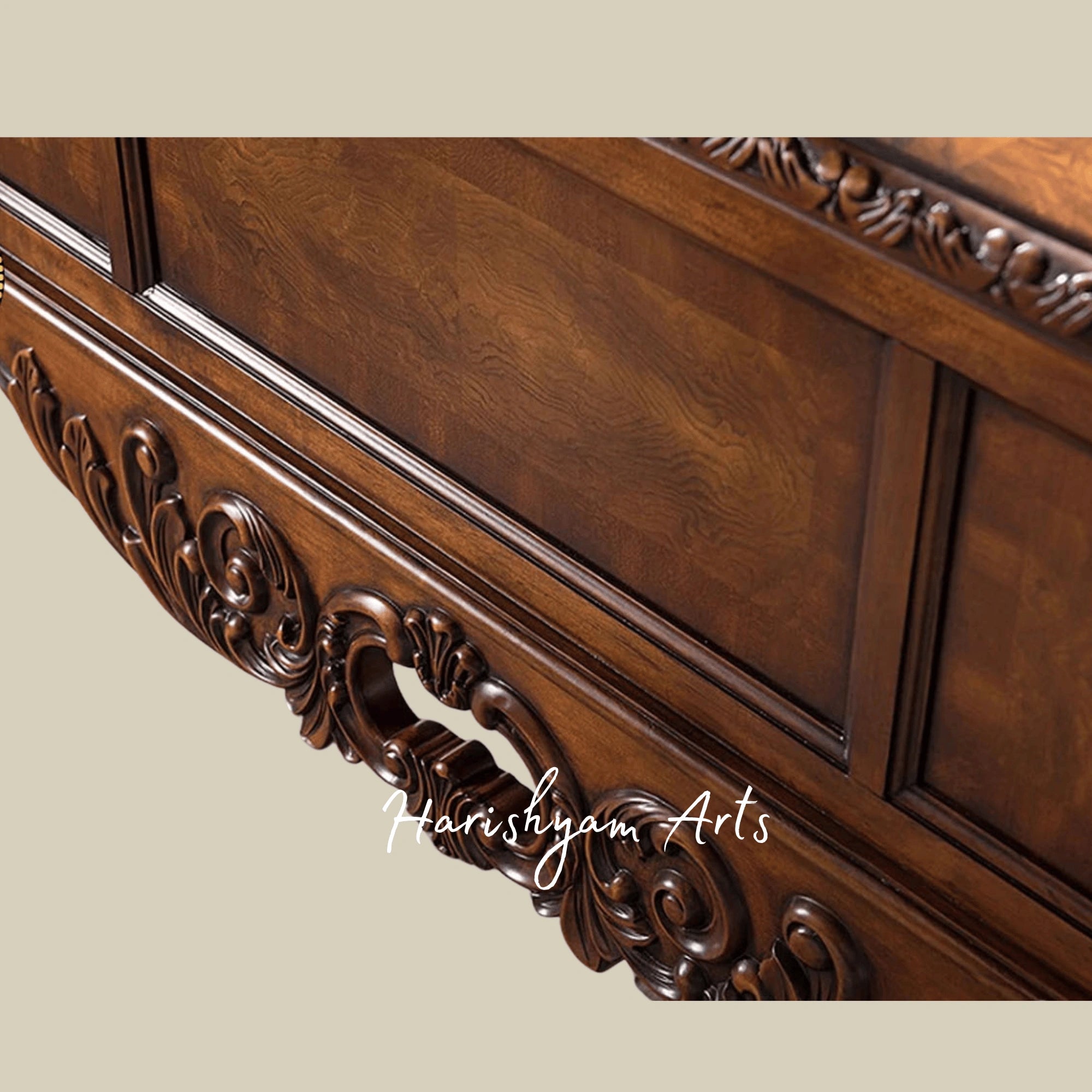 Luxury Victorian Style Wooden Office Furniture Collection with Elegant Carved Desk, Chair and Library Cabinet