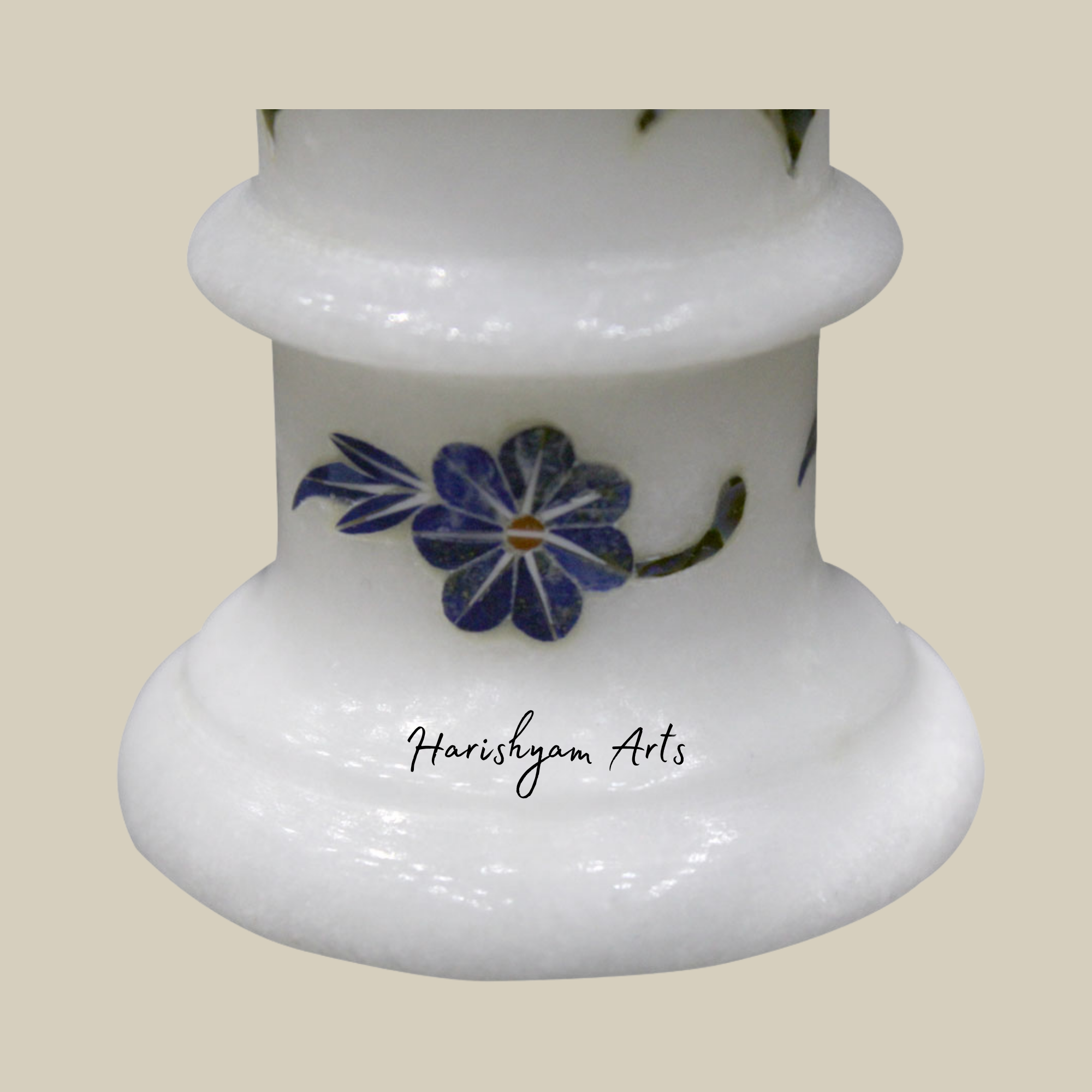 Luxury White Marble Flower Vase with Semi-Precious Stone Inlay Design3