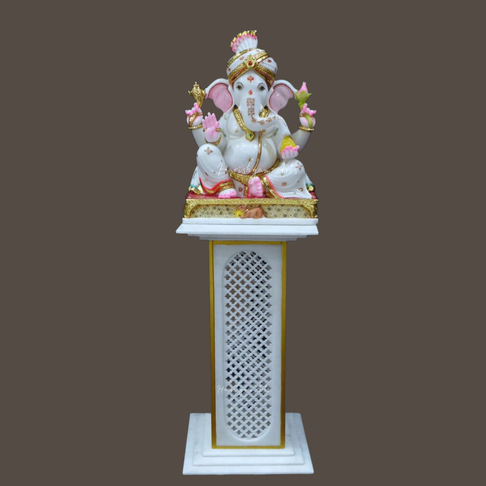 Marble Ganesha Idol with Stand