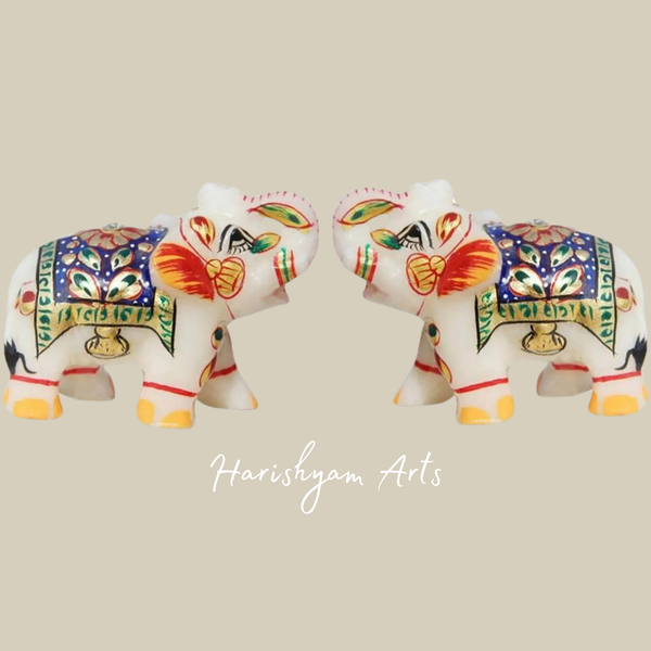 Marble Stone Elephant Sculpture Elegant Decorative Ornament