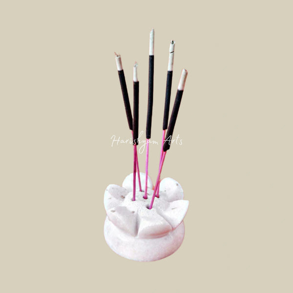 Marble Diya & Incense Holder Set