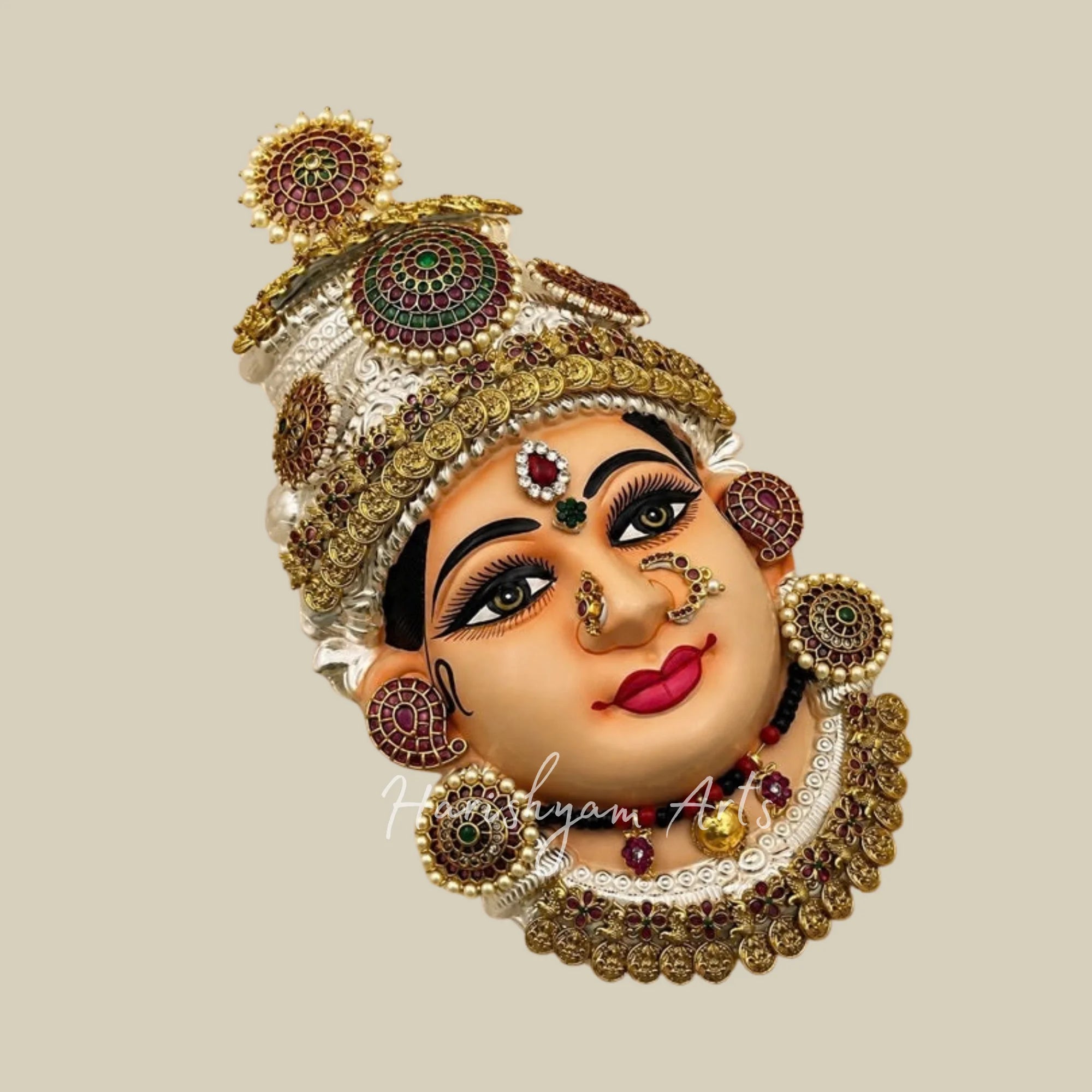 Mata Lakshmi Divine Blessings Grand Face Gold Idol