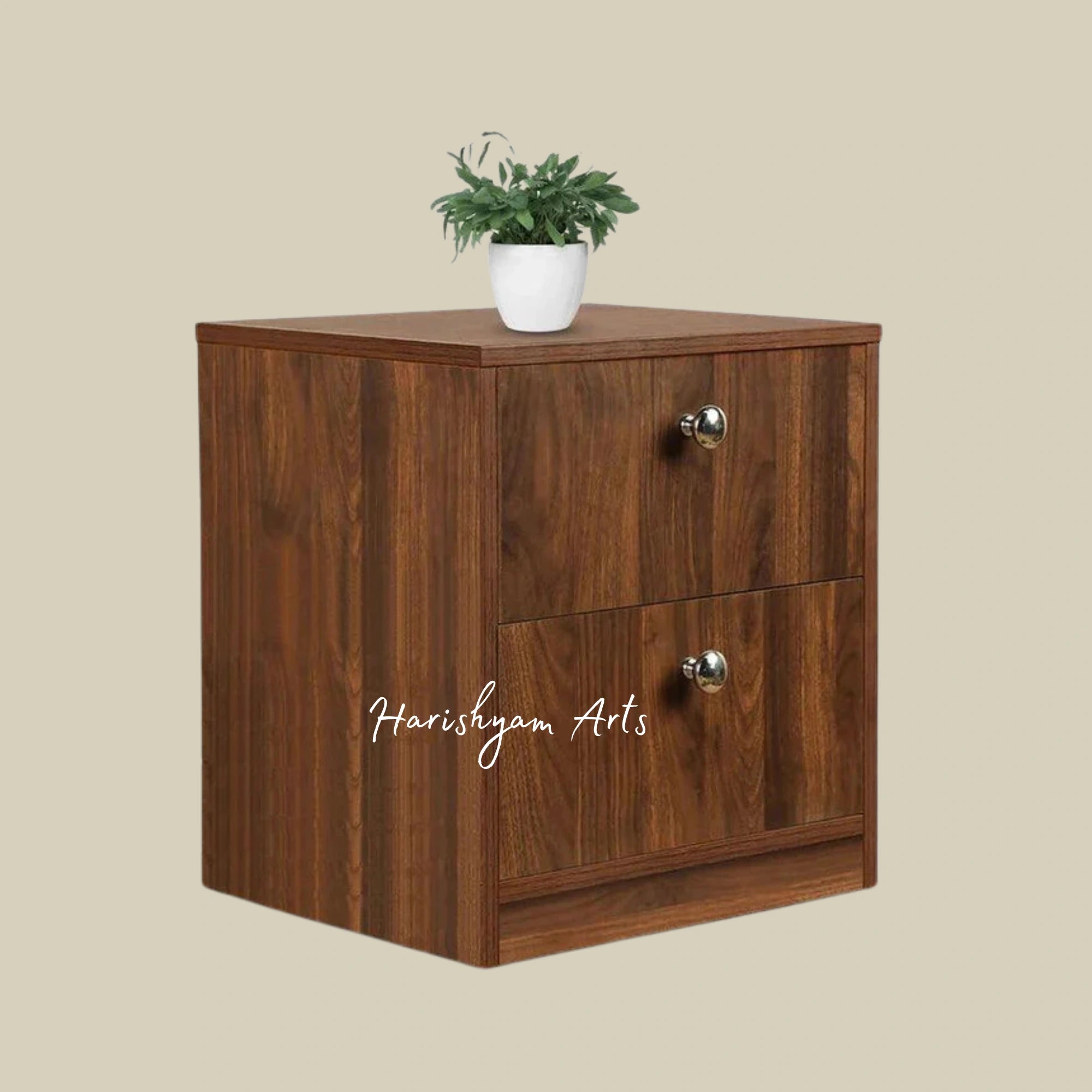 Matte Finish Double Drawer Bedside Chest