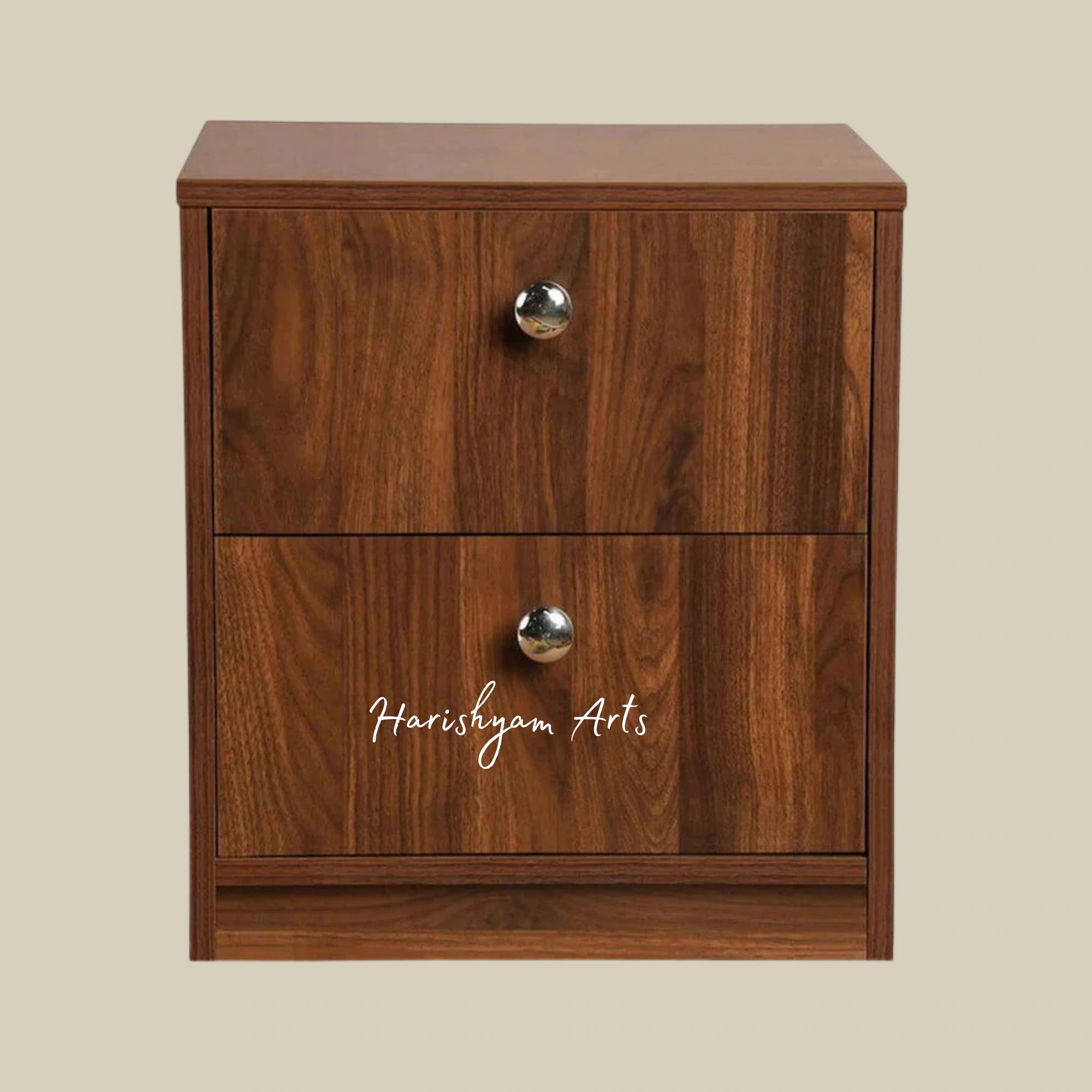 Matte Finish Double Drawer Bedside Chest