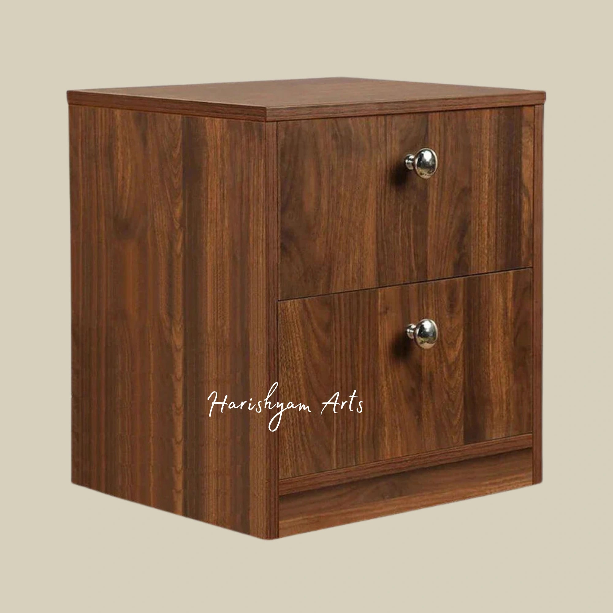 Matte Finish Double Drawer Bedside Chest