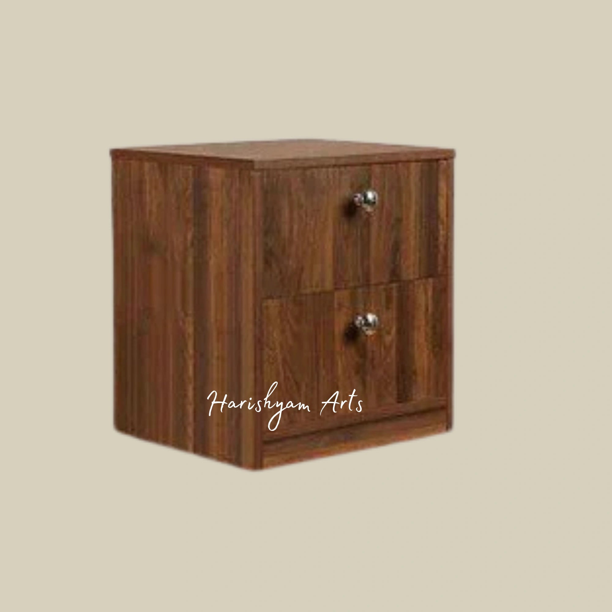 Matte Finish Double Drawer Bedside Chest