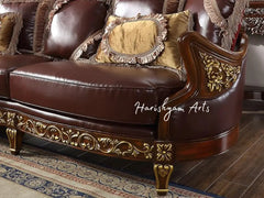 Metallic Gold Finish Mahogany Sofa Set