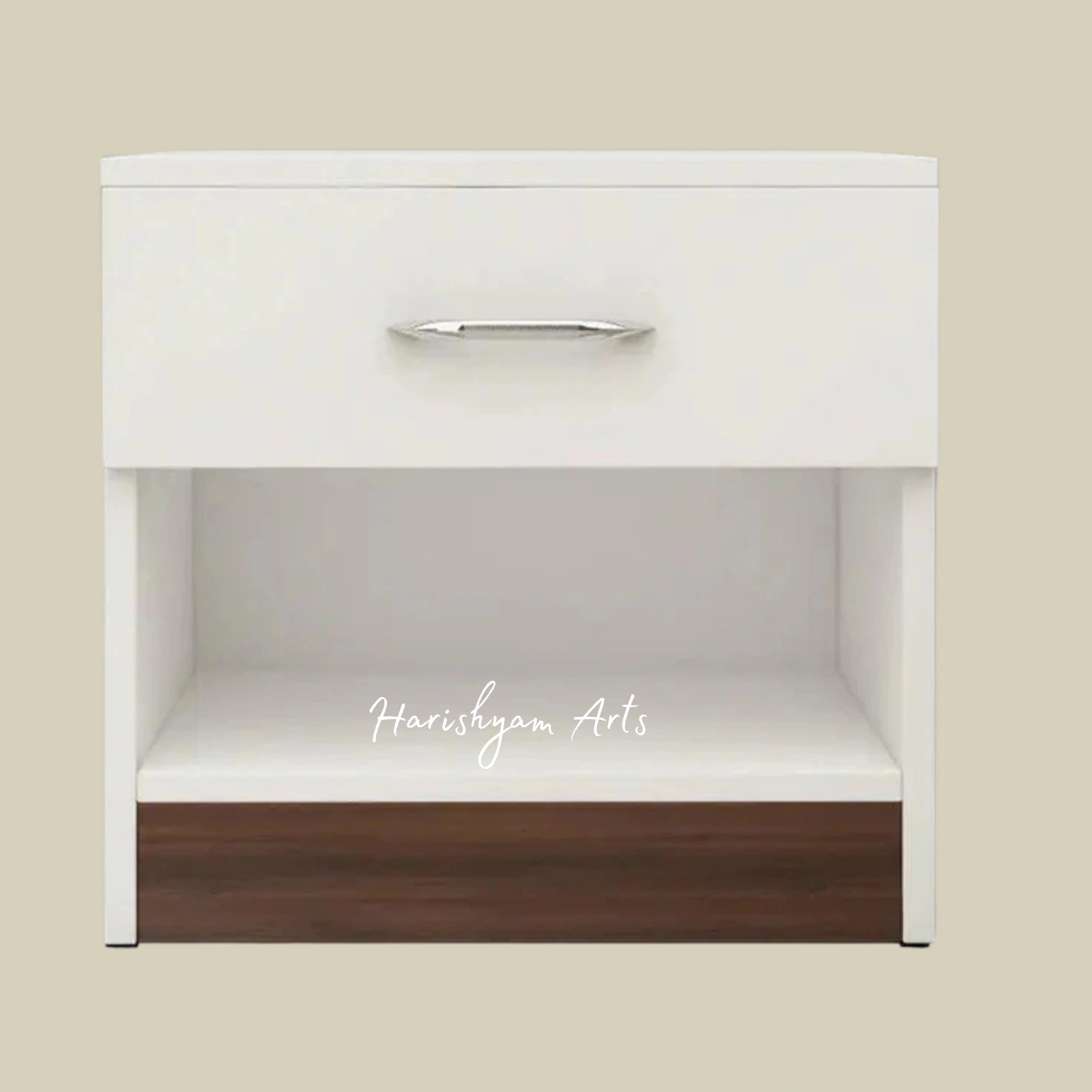 Mist White Finish Bedside Table with Drawer