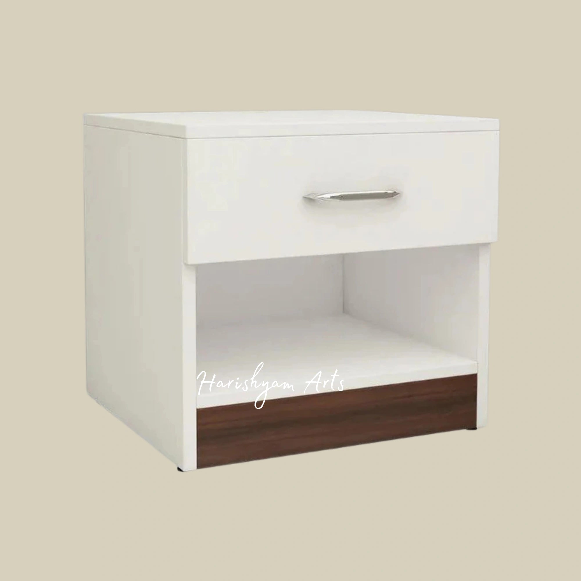 Mist White Finish Bedside Table with Drawer