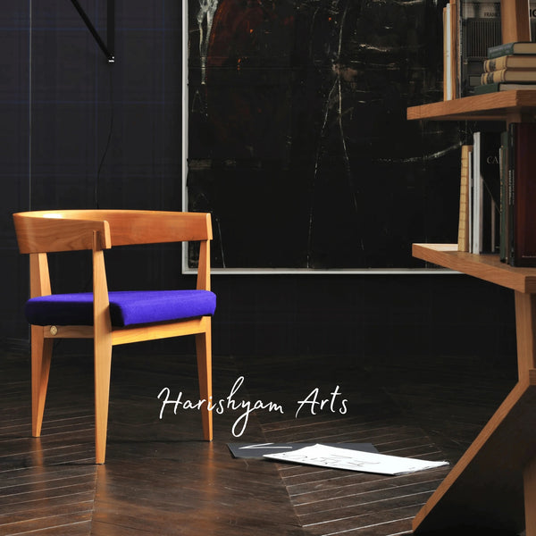 Modern Curve Wooden Armchair with Upholstered Seat