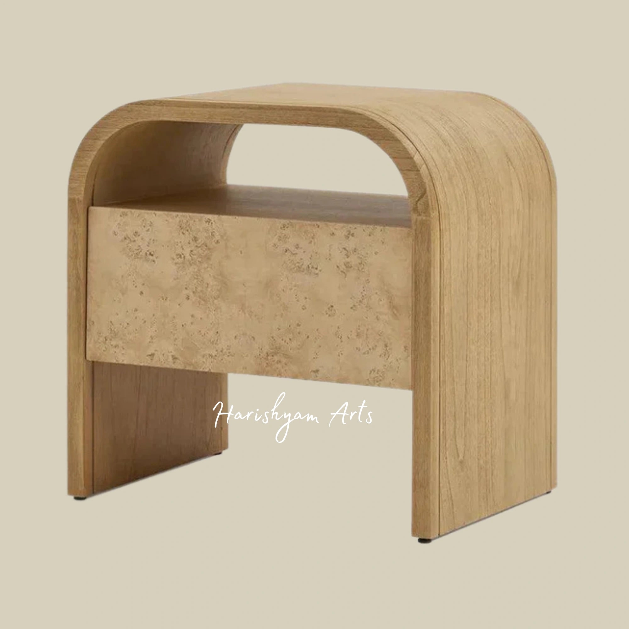 Modern Wooden Side Table with Crescent Design