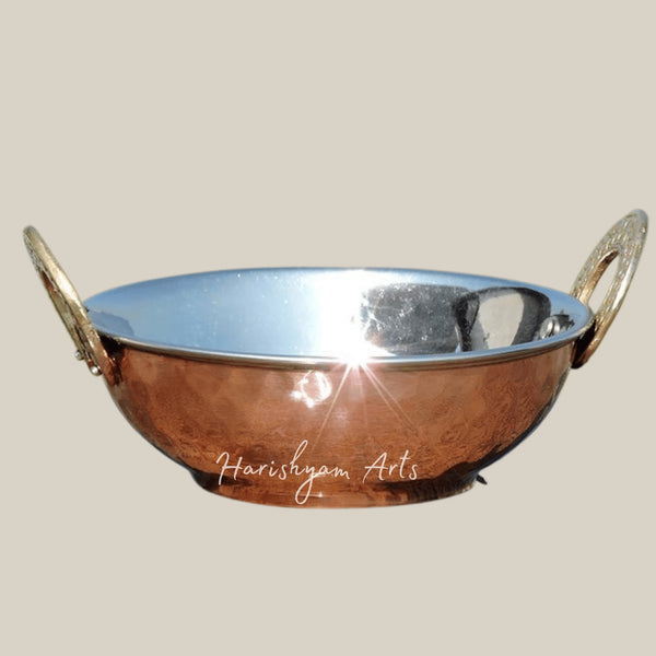 Mughlai Style Hammered Copper Kadhai for Rich Indian Gravies