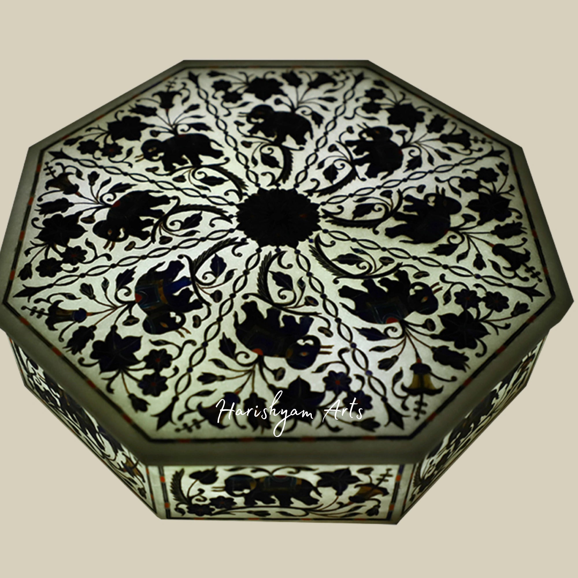 Octagonal Marble Inlay Gift Box with Paua Shell – Ideal for Anniversary Souvenirs