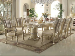 Opulent Cream Pearl Wood Oval Dining Table Set