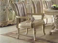 Opulent Cream Pearl Wood Oval Dining Table Set