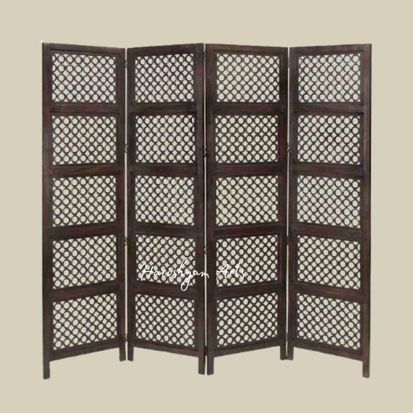 Ornate Sheesham Wood Partition with Classic Jali Patterns