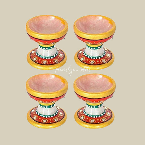 Painted Marble Diyas for Puja and Festive Décor