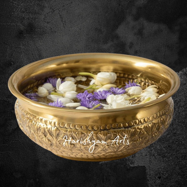 Polished Brass Decorative Urli for Indoor and Outdoor Pooja Decoration