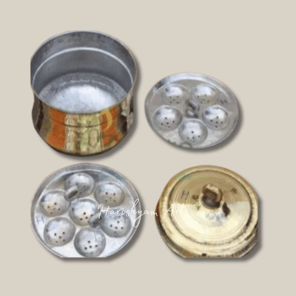 Polished Traditional Idli Steamer Cooker with Multiple Plates