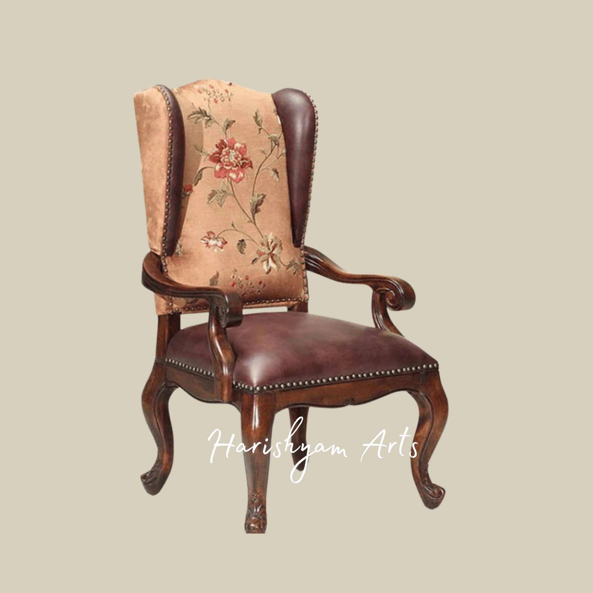Premium Aristocrat Office Furniture Ensemble with Hand Carved Writing Desk, Royal Armchair and Decorative Bookcase Storage