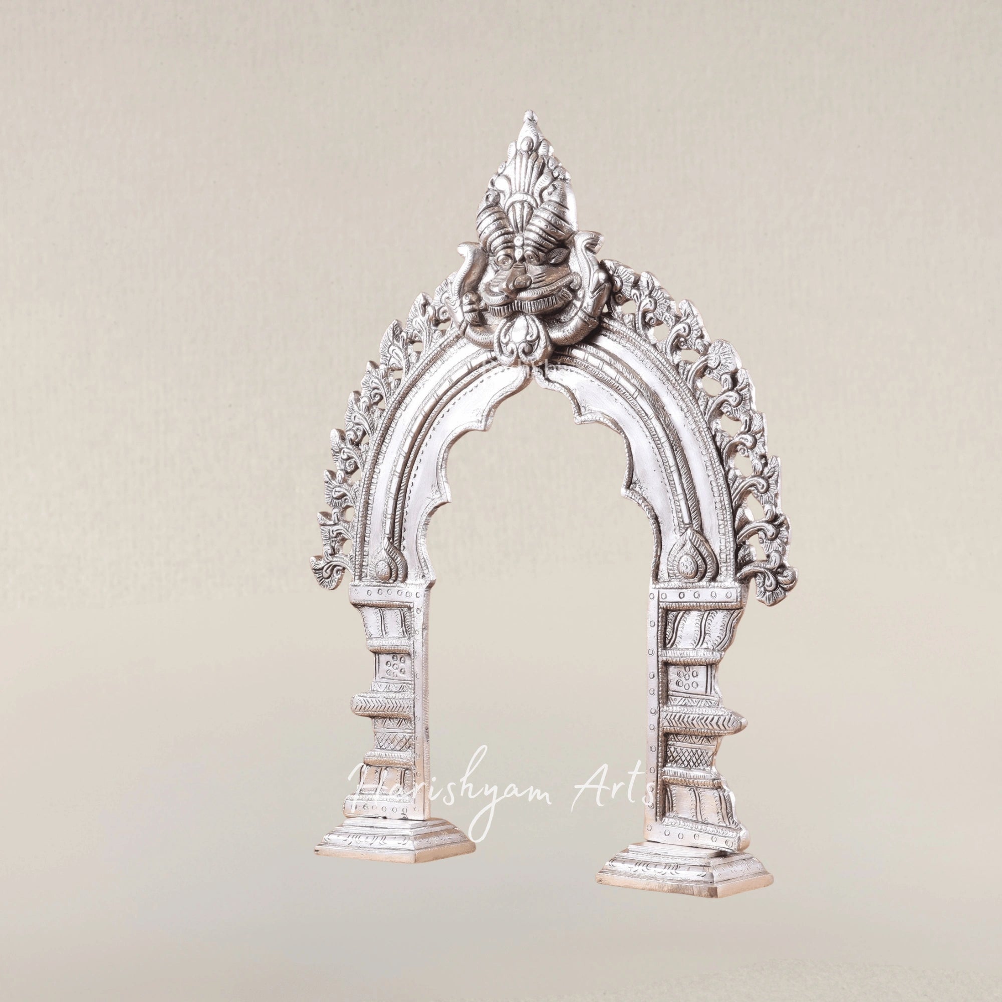 Premium Silver Coated Brass Standing Prabhavali Frame