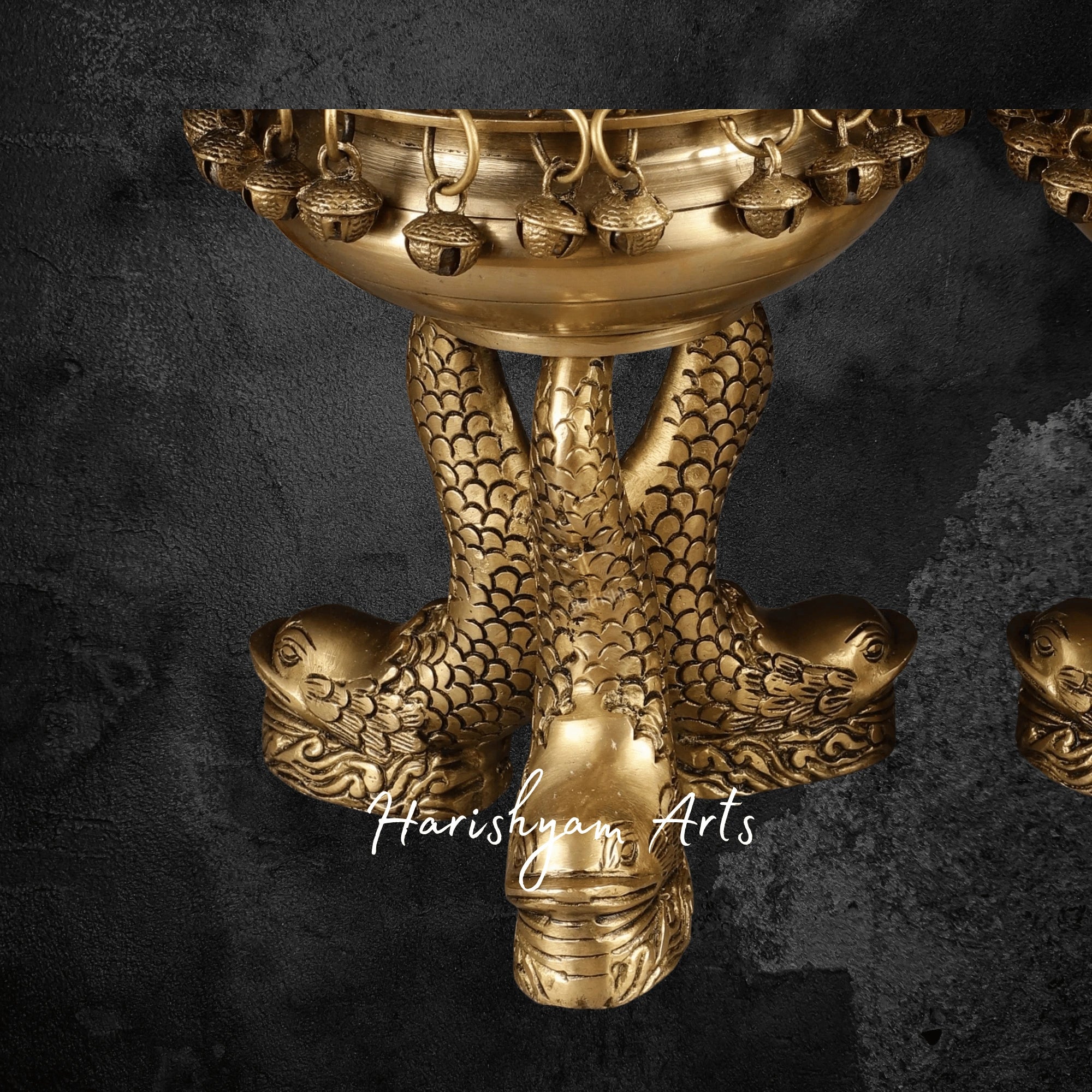 Antique Brass Fish Urli Pair for Home and Office Decoration