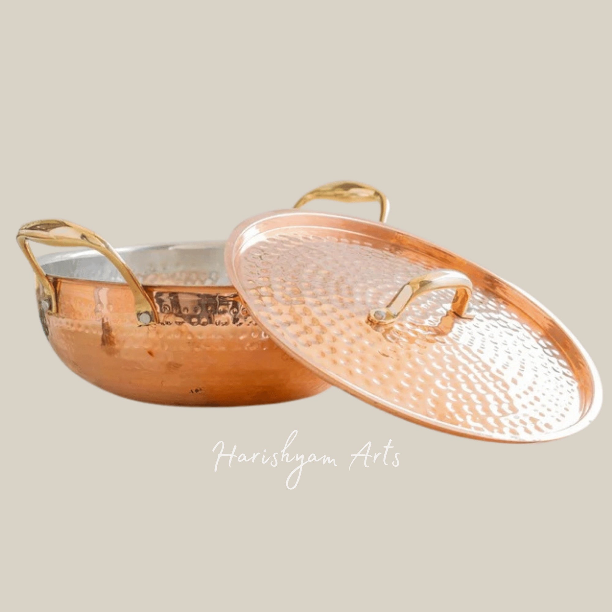 Pure Copper Kadhai with Lid and Food Safe Tin Lining for Classic Cooking