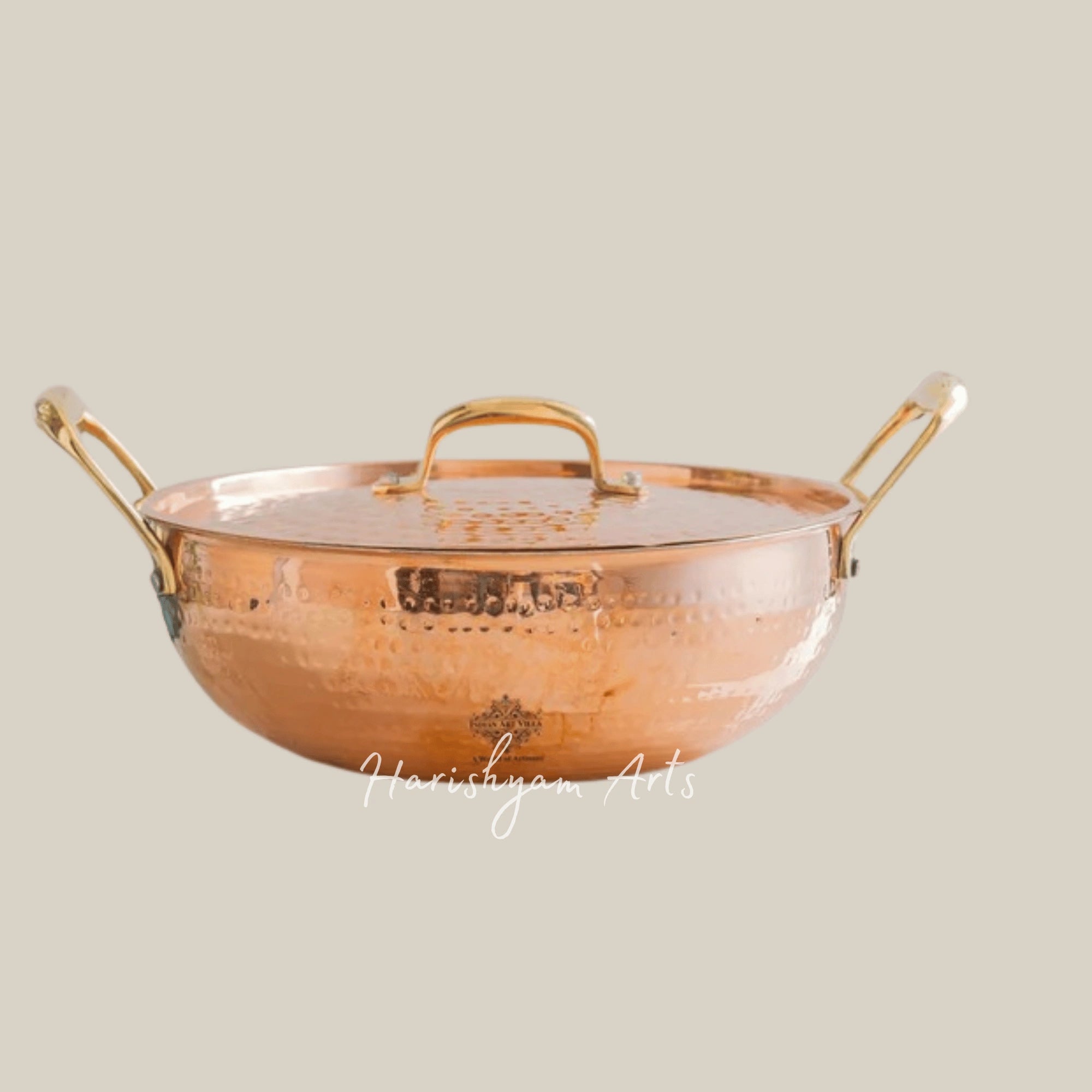 Pure Copper Kadhai with Lid and Food Safe Tin Lining for Classic Cooking