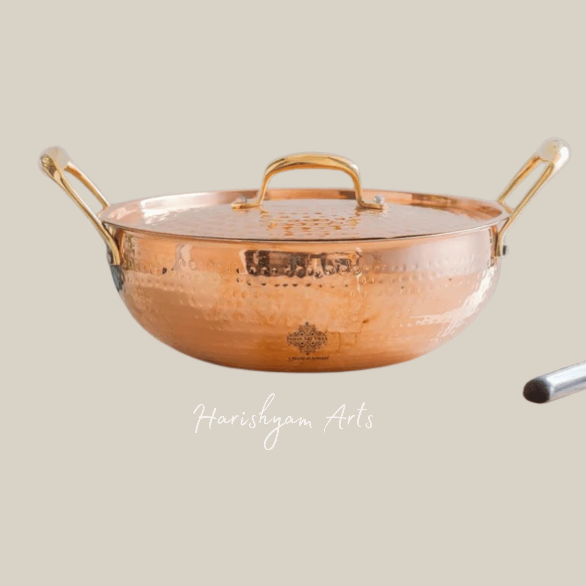 Pure Copper Kadhai with Lid and Food Safe Tin Lining for Classic Cooking