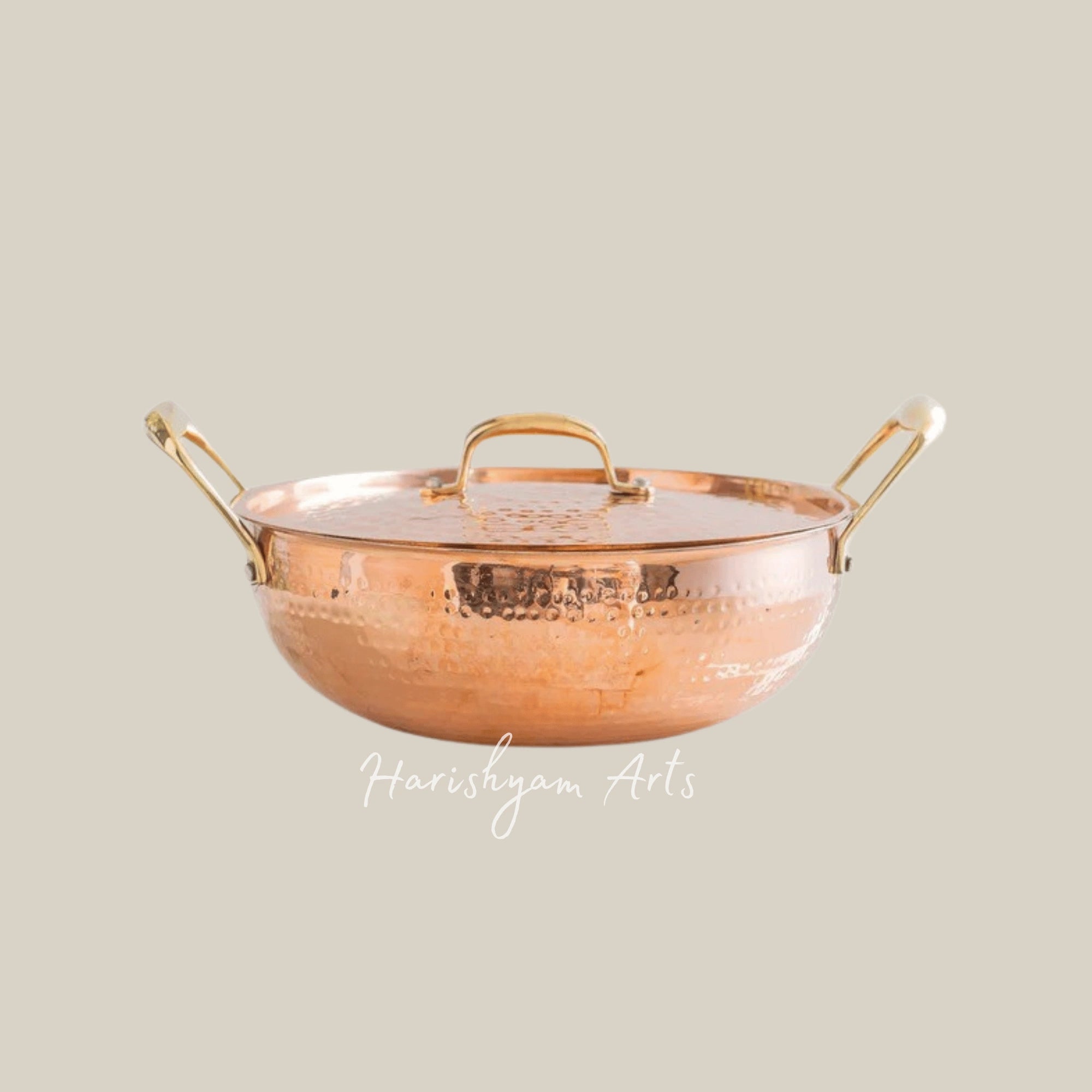 Pure Copper Kadhai with Lid and Food Safe Tin Lining for Classic Cooking
