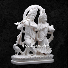 Pure White Marble Radha Krishna Statue