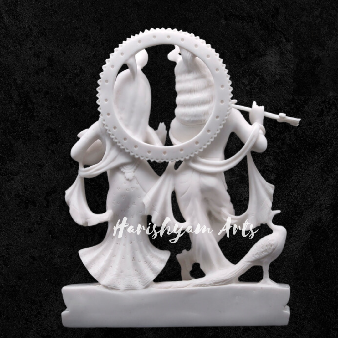 Pure White Marble Radha Krishna Statue