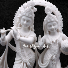 Pure White Marble Radha Krishna Statue