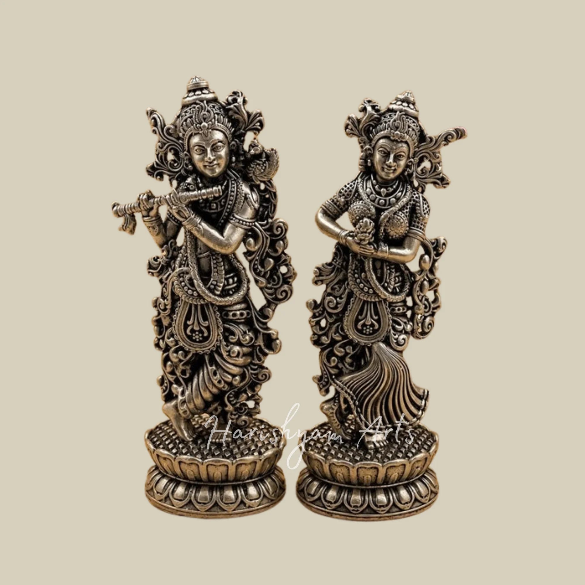 Radha Krishna Eternal Love Divine Gold Idol