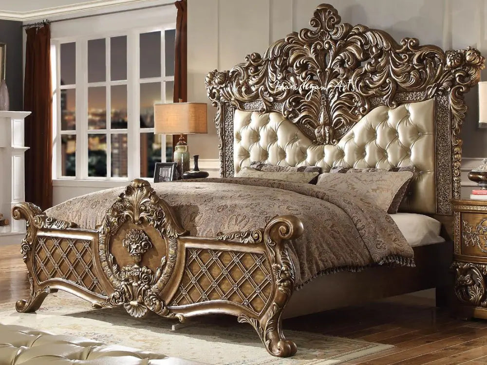 Regal California King 2-Piece Bedroom Ensemble in Gold _ Brown